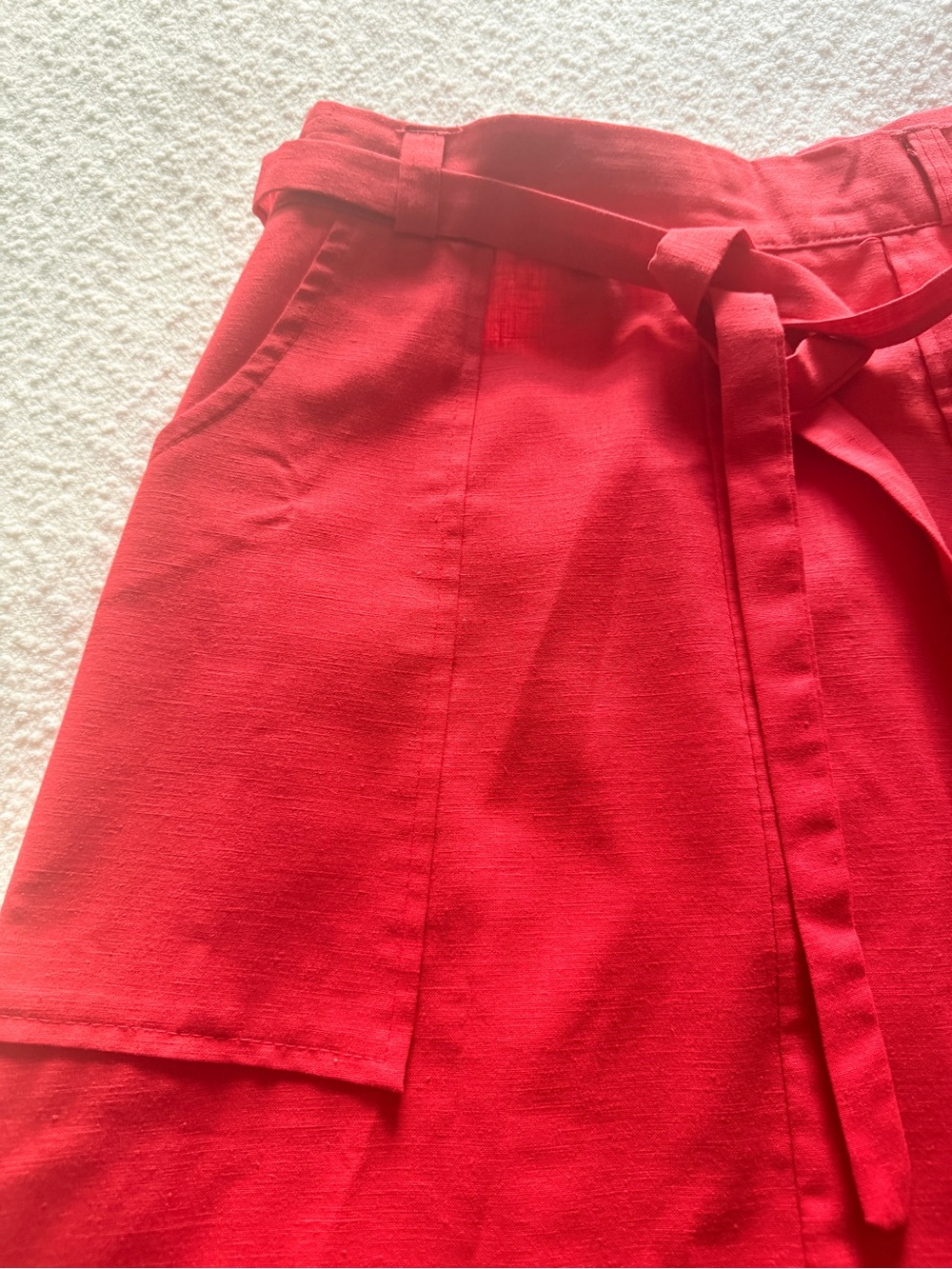 Vintage Bright Red A-Line Skirt with Self Tie - Picture 2 of 3